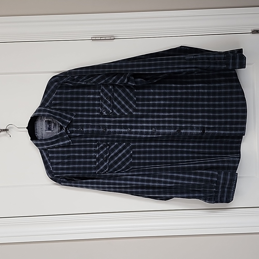 Converse One Star Skater Long Sleeve Button Down Shirt Mens XL Navy/Green/Black